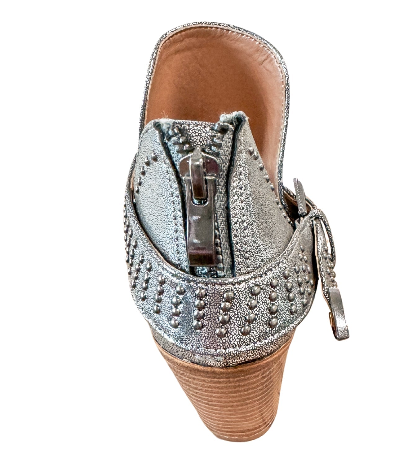 Fiona Cutout Studded Ankle Boot in Silver