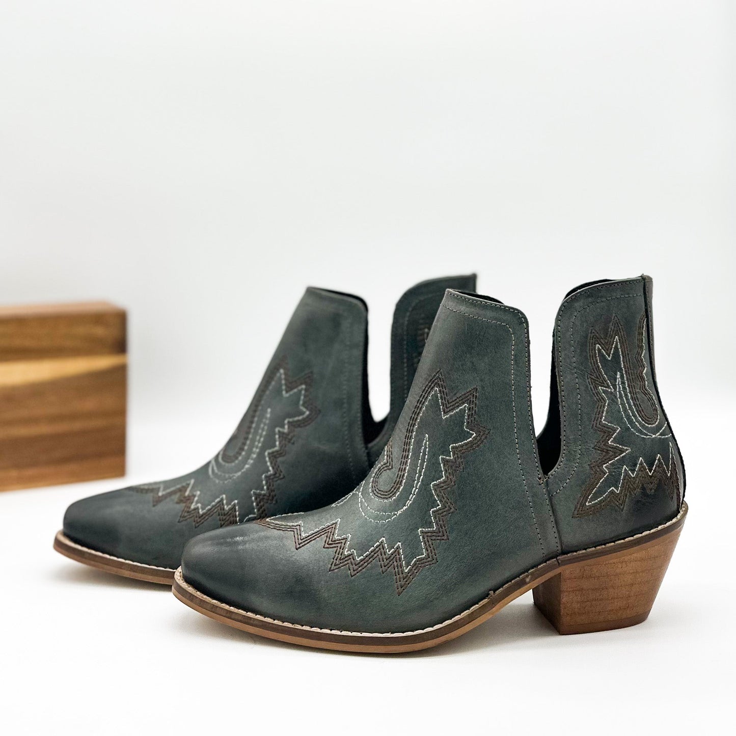 Embroidered Kickin' Booties in Dark Teal