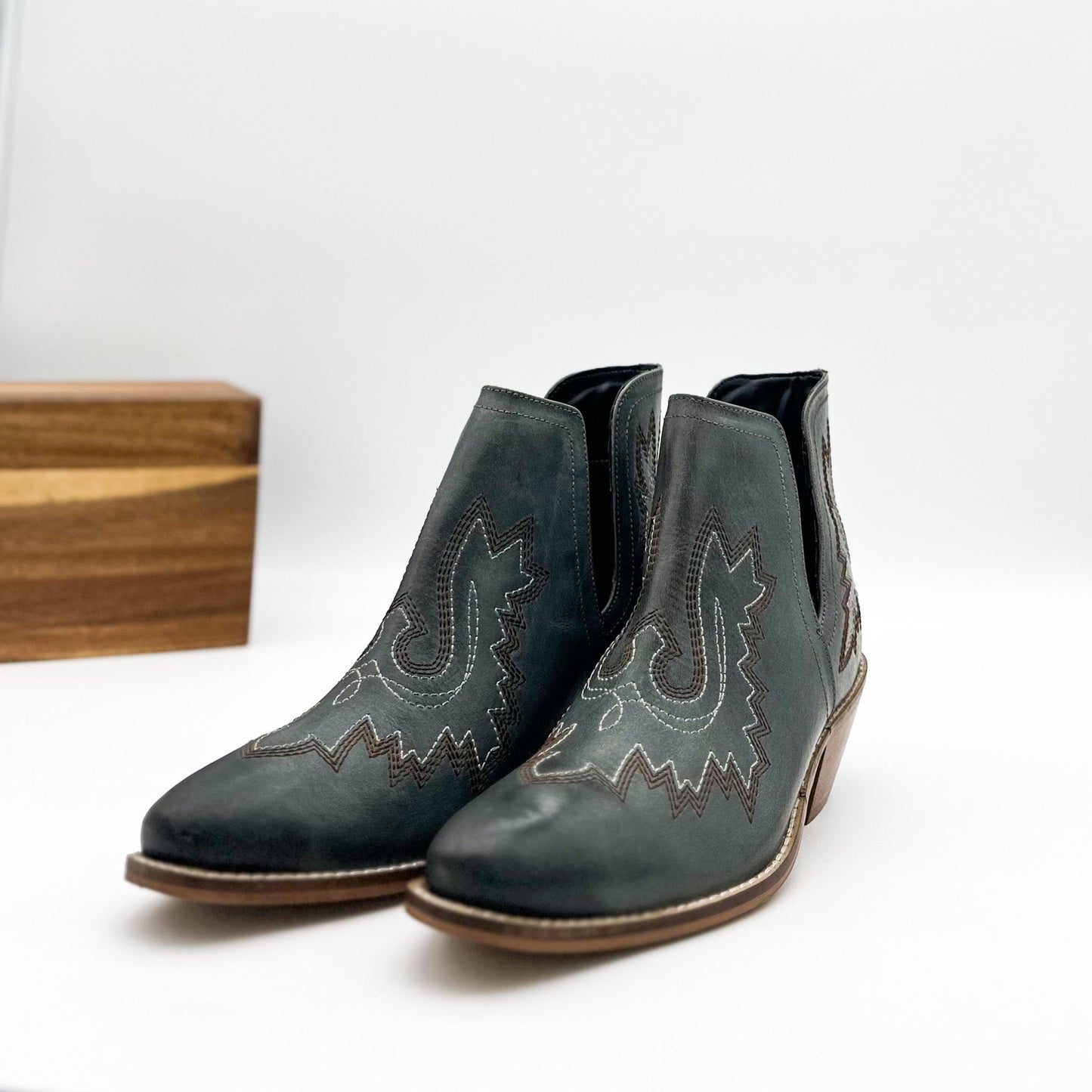 Embroidered Kickin' Booties in Dark Teal