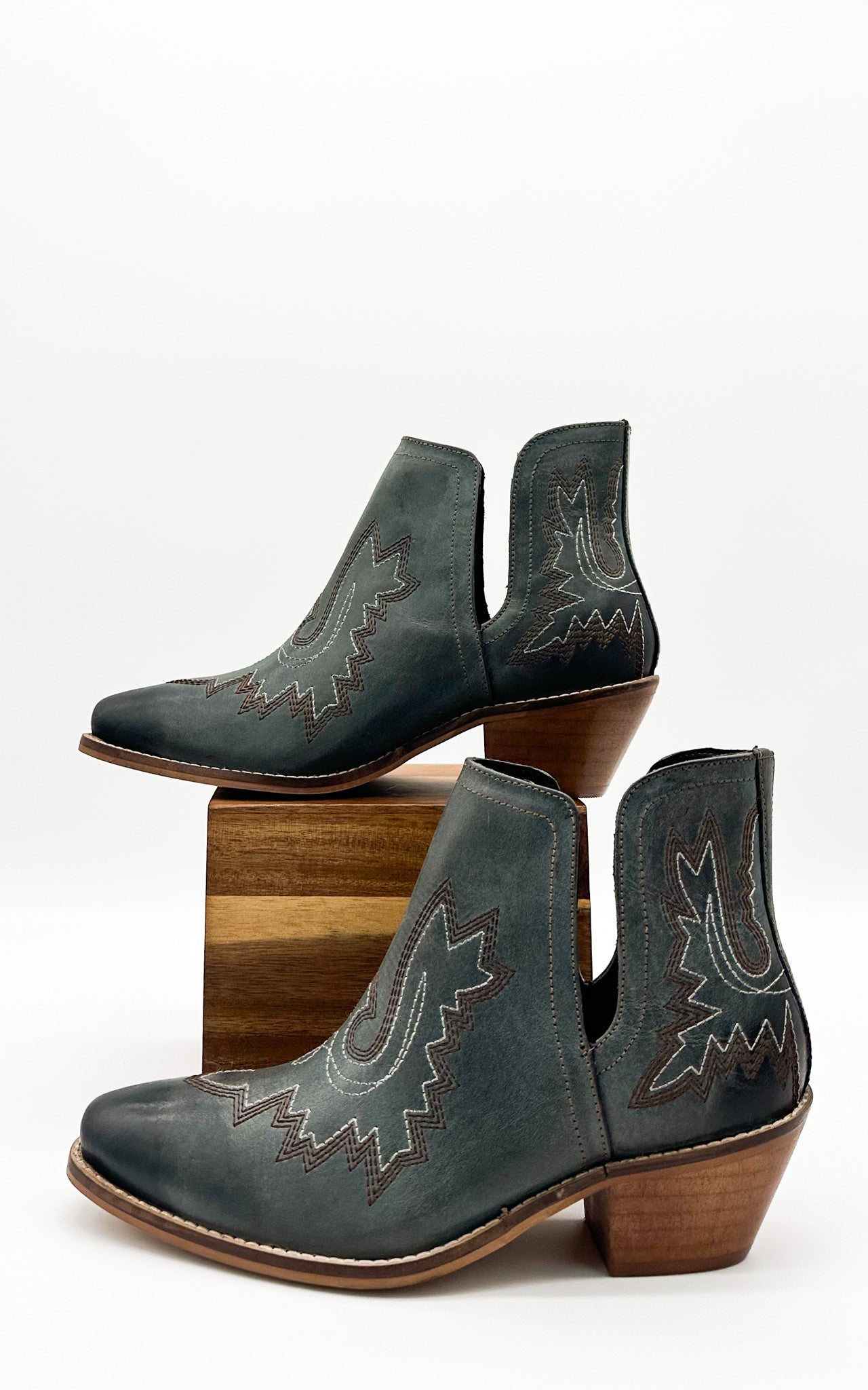 Embroidered Kickin' Booties in Dark Teal